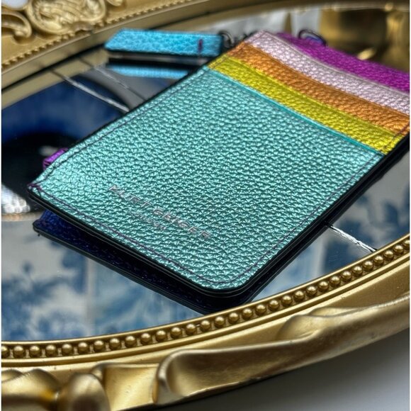 🆕 KURT GEIGER LONDON 🧿 NWOT Rainbow Shop 690 Card Holder in Multi Rainbow - Picture 4 of 11